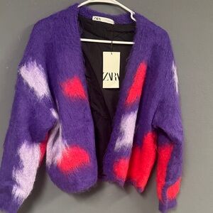 Zara Multicolor Fuzzy Cardigan